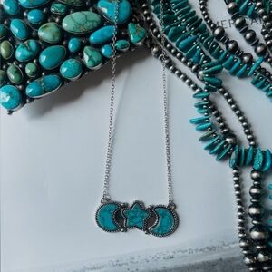 Turquoise/Silver Night Sky (Moon & Stars) Necklace | NEW/NWT!!🩵🩵🩶🩶